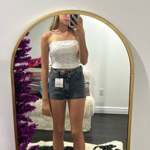 Black denim shorts